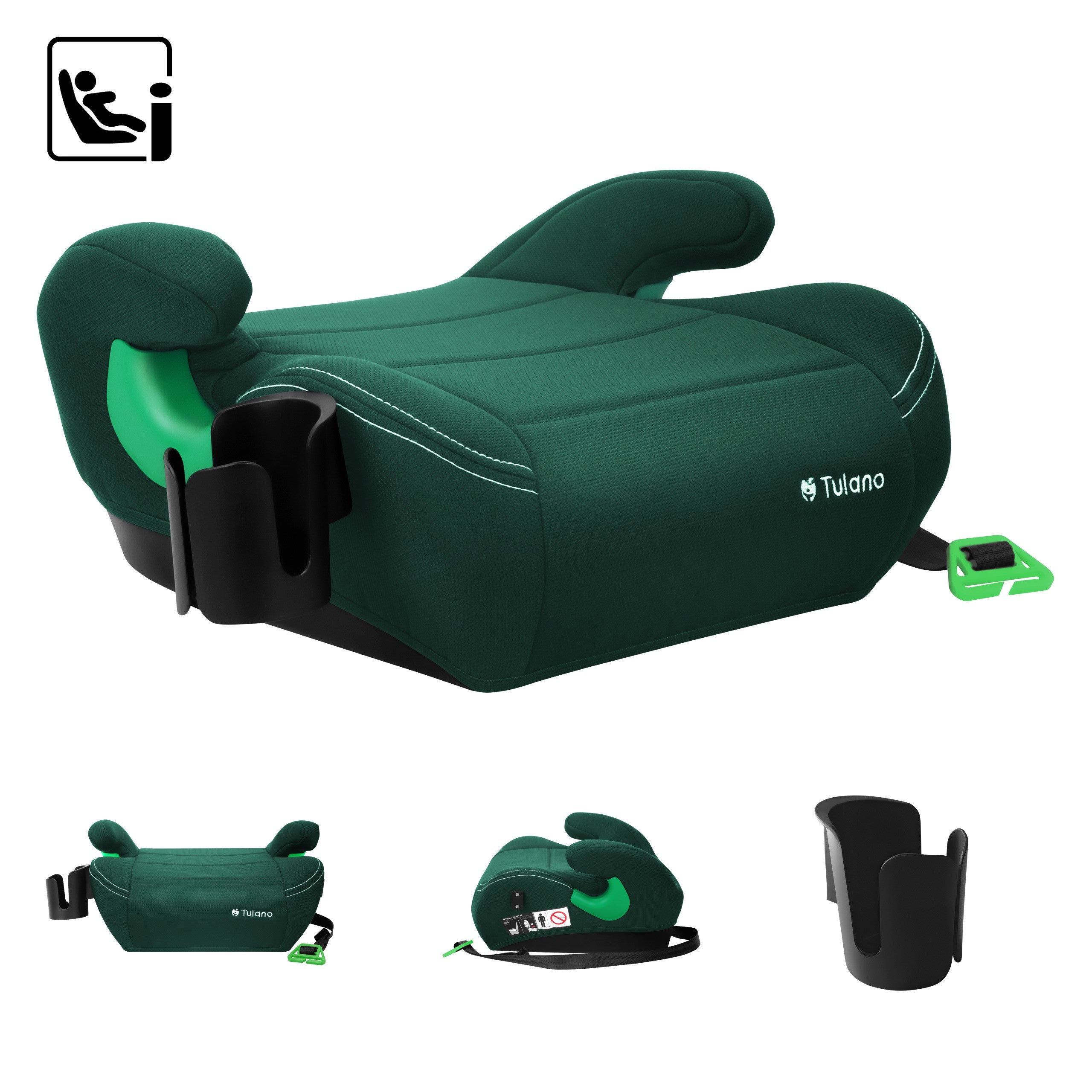 Autosedačka podsedák Tulano Cabby 25 Green 125-150cm I-Size
