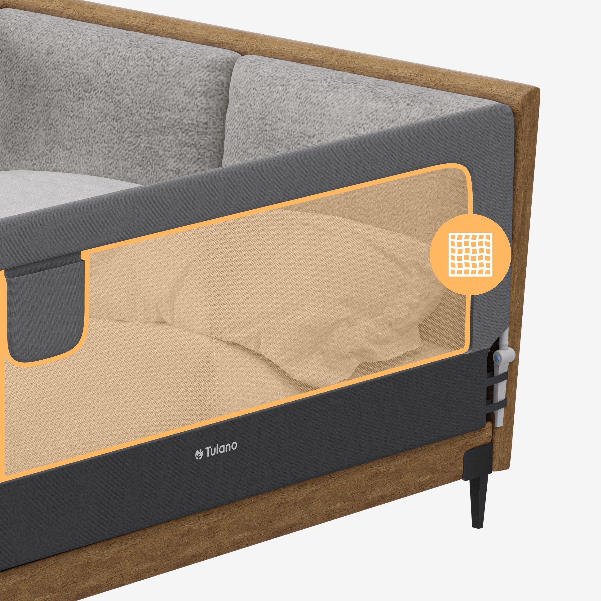 Ochranná zábrana k posteli 200cm Tulano Cover 30 Grey