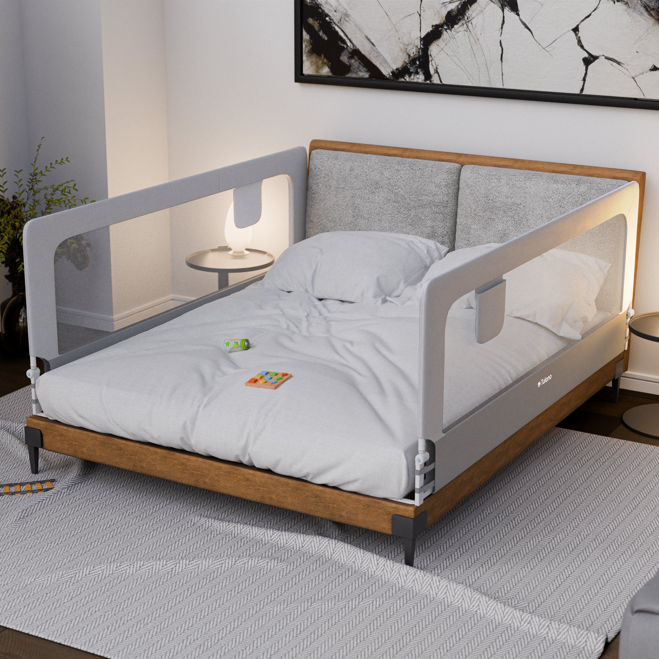Zábrana na postel 200cm Tulano Cover 30 bílo-šedá