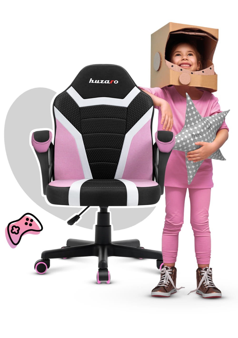 Herní židle pro děti HUZARO RANGER 1.0 Pink Mesh