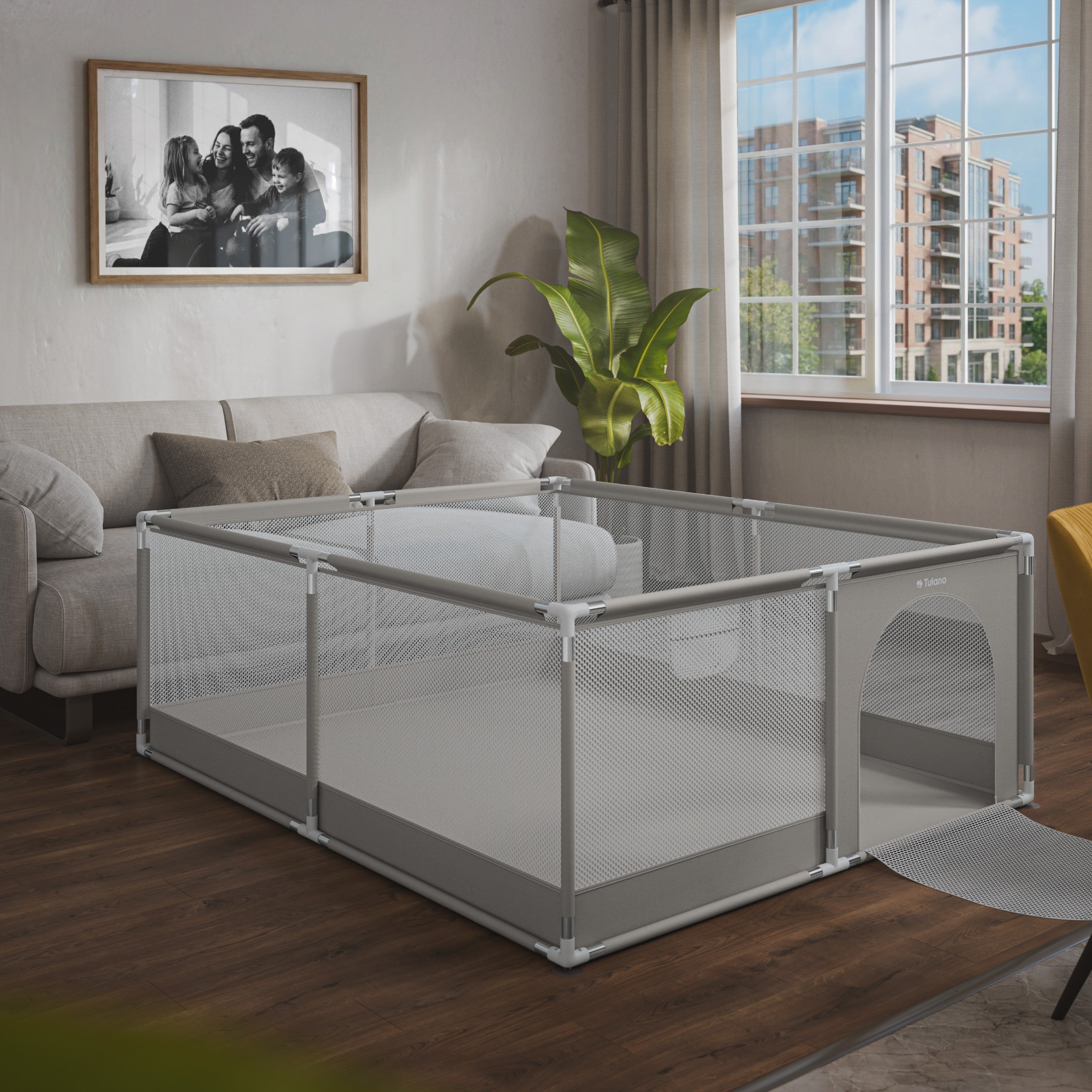 OUTLET Dětská ohrádka TULANO Cozy 25 Grey - 150 cm