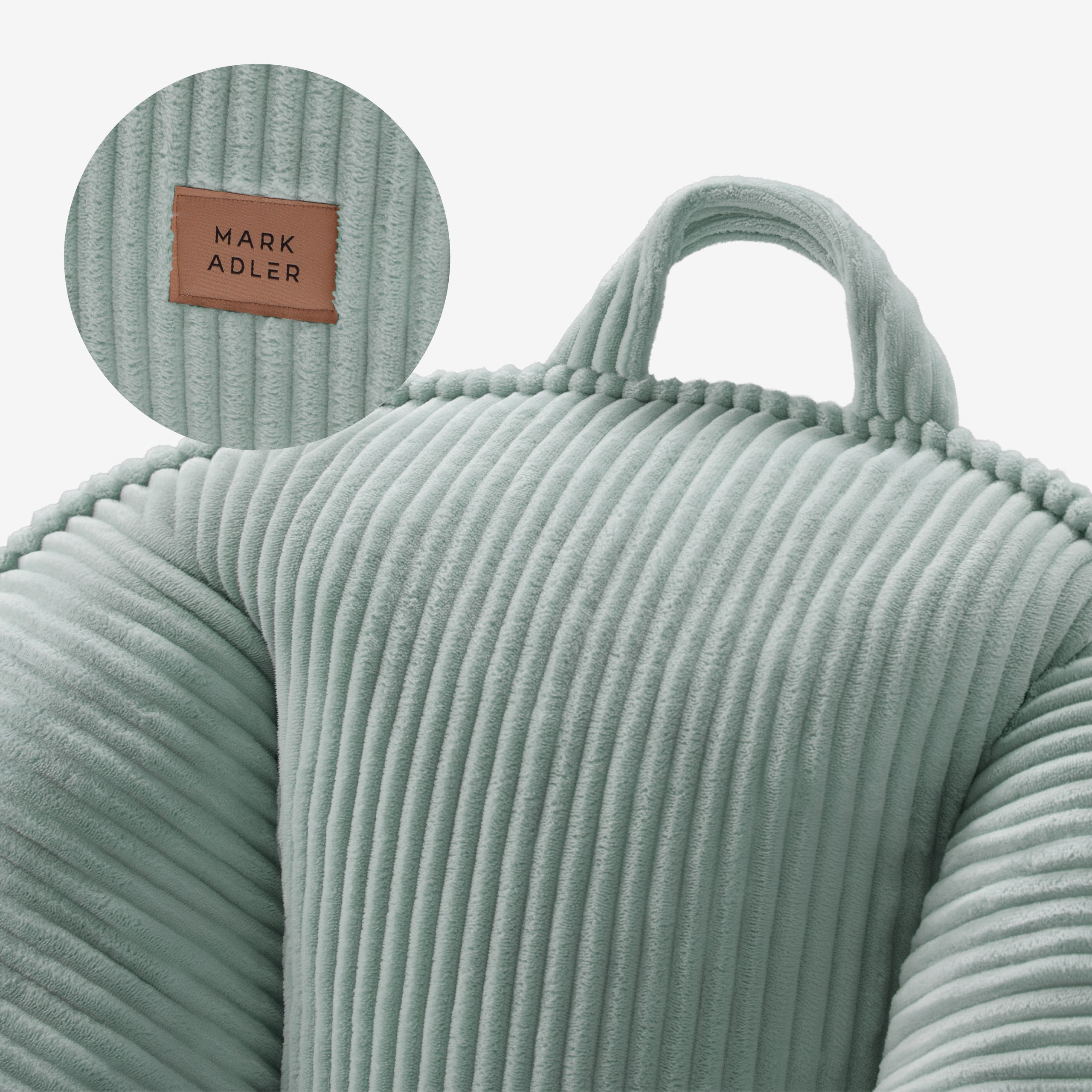 Manšestrové křeslo puf s opěradlem Mark Adler Comfy 4.0 Sage