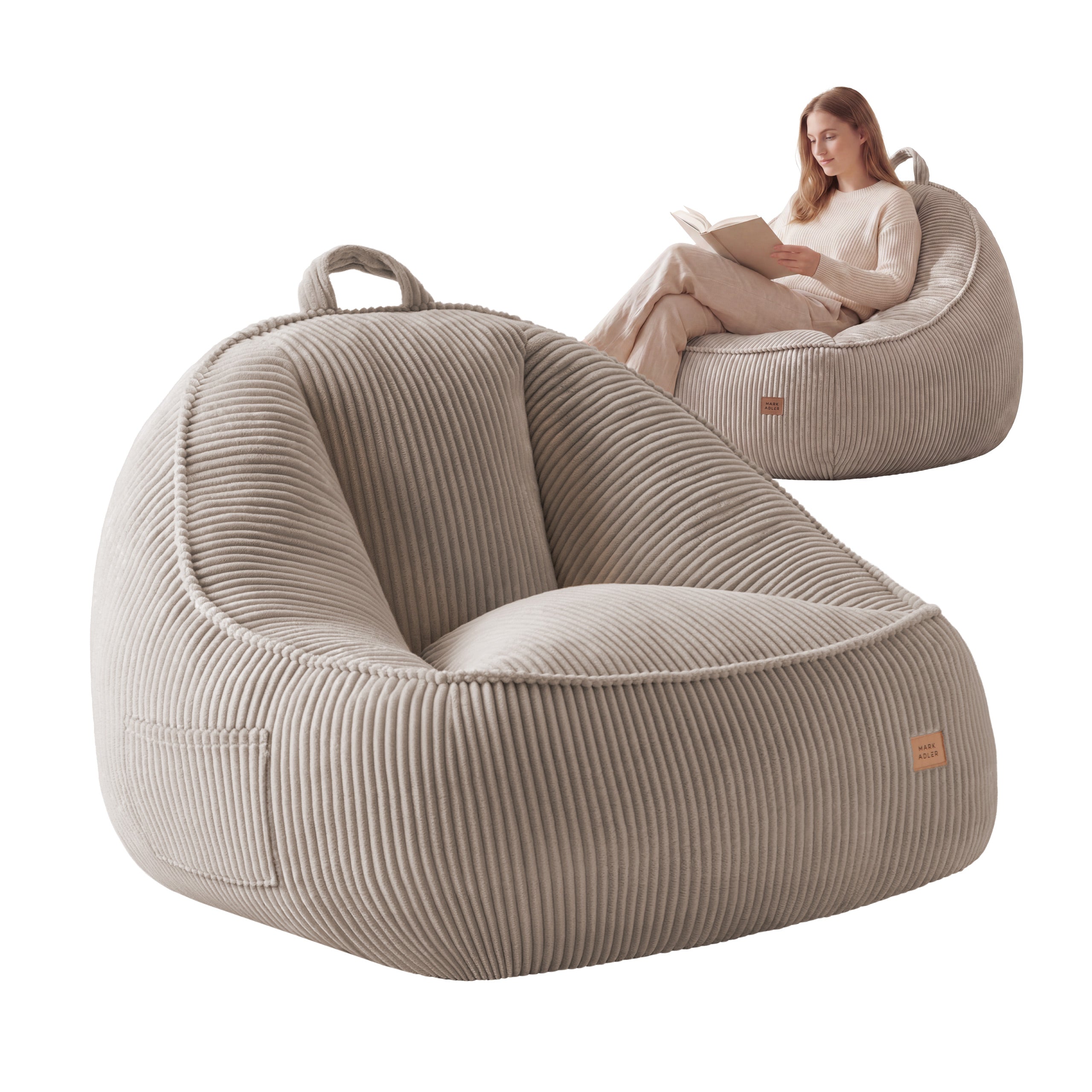 Manšestrové křeslo puf s opěradlem Mark Adler Comfy 4.0 Taupe