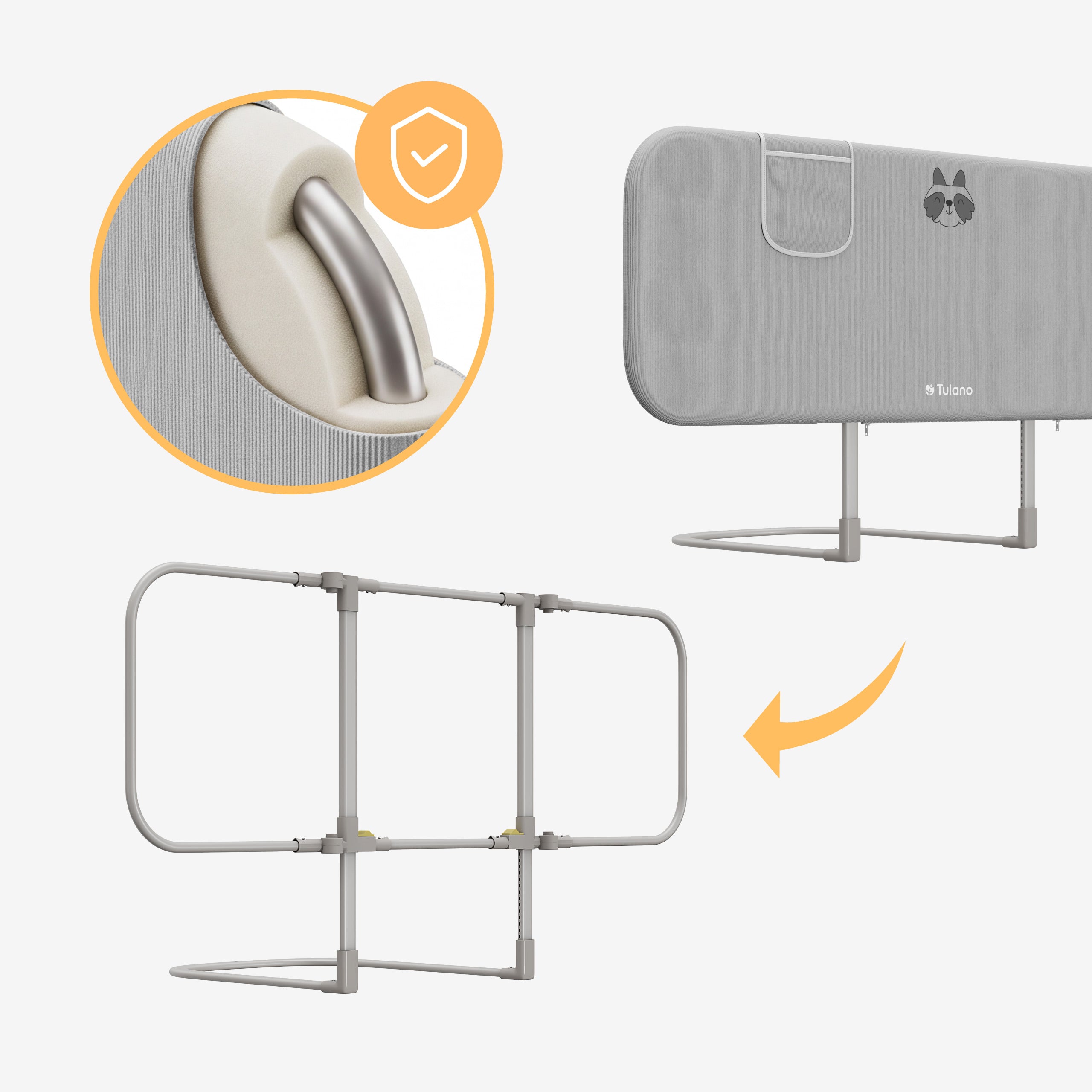 Zábrana na postel 120 cm Cover 50 Grey