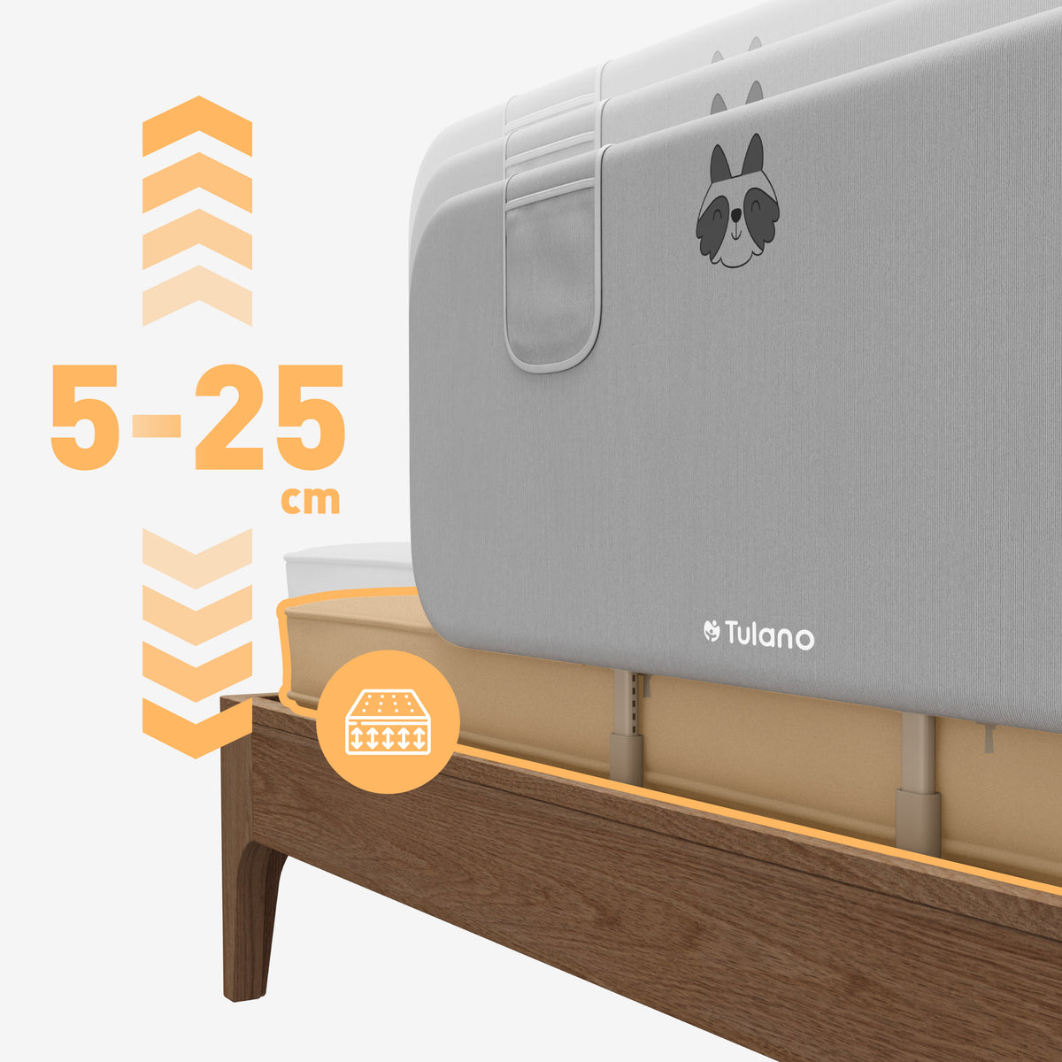 Zábrana na postel 120 cm Cover 50 Grey