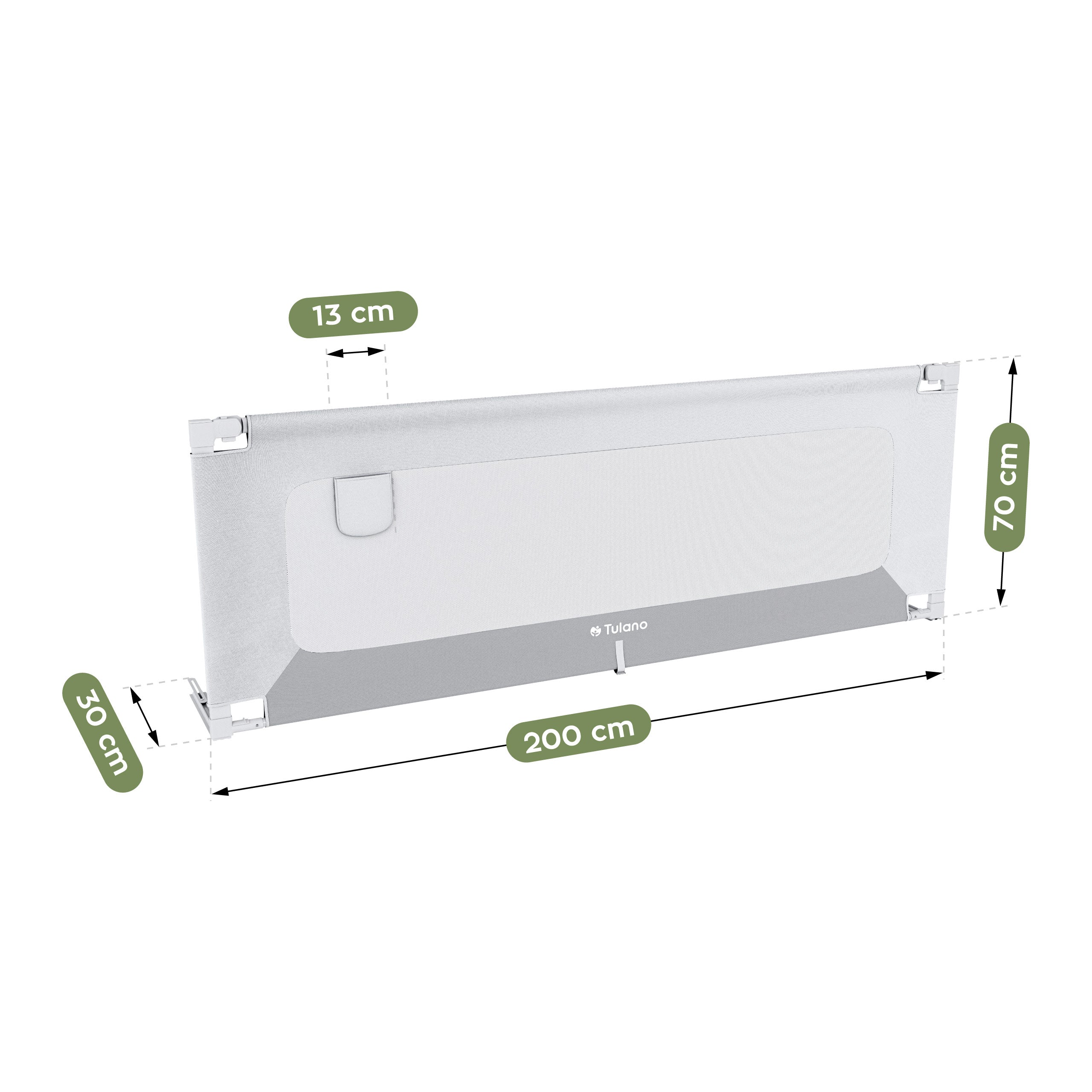 Ochranná zábrana na postel 200 cm Tulano Cover 40 White-Grey