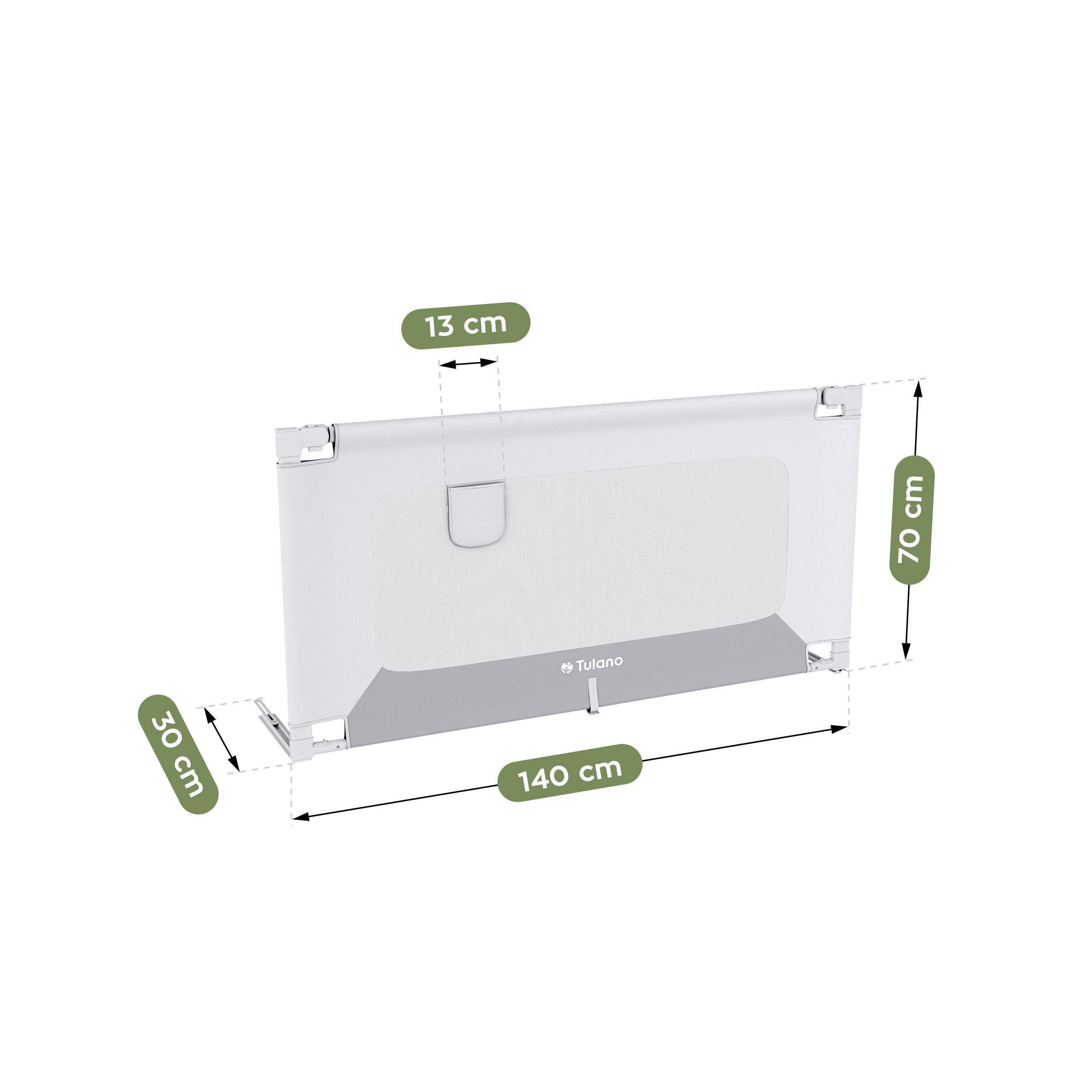 Ochranná zábrana k posteli 140 cm Tulano Cover 44 White-Grey