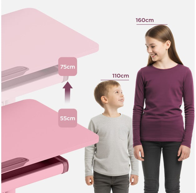 Ergonomický dětský psací stůl Mark Adler Study 5.0 Pink 90 cm