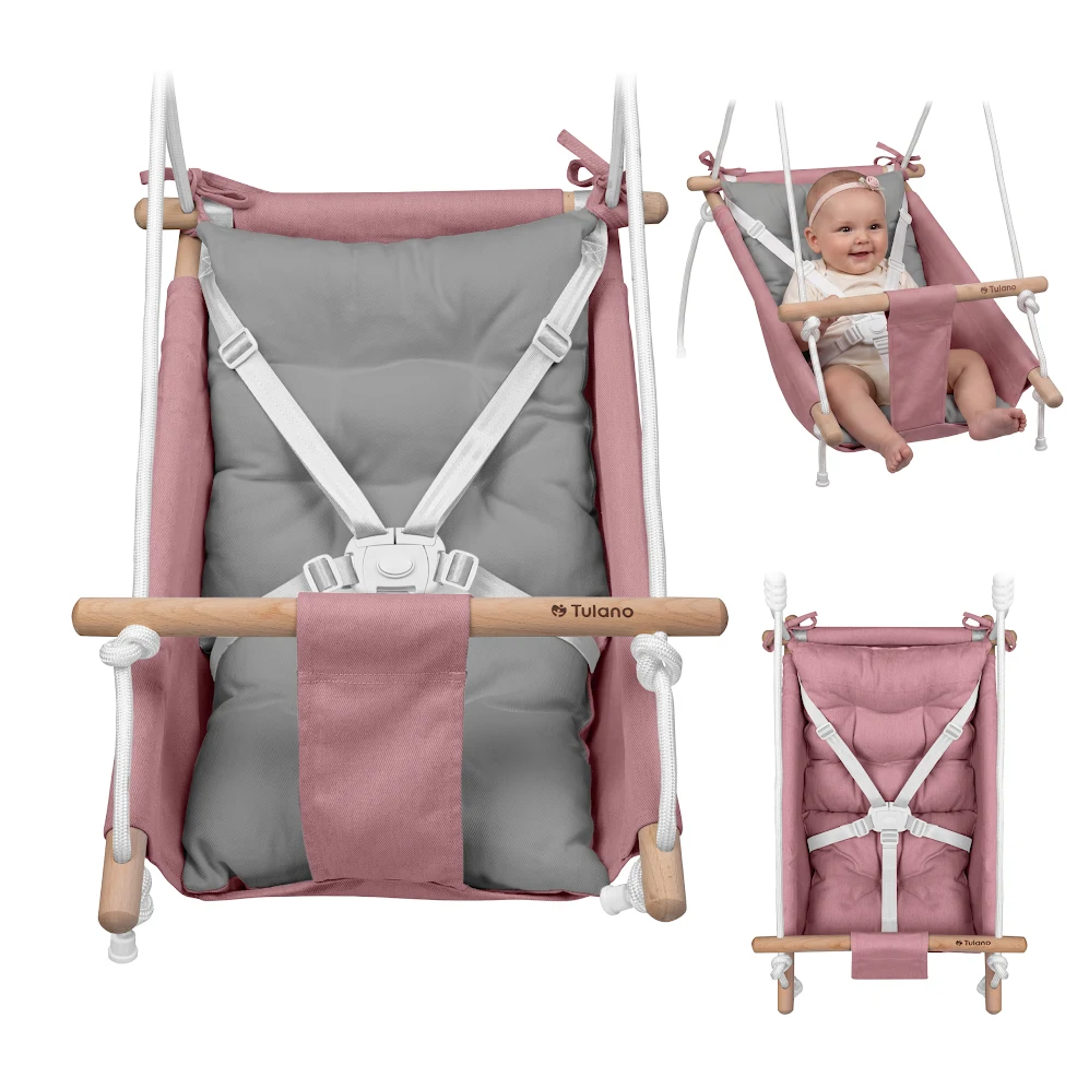 Kolébka/houpačka pro děti TULANO Hop 40 Pink-Grey