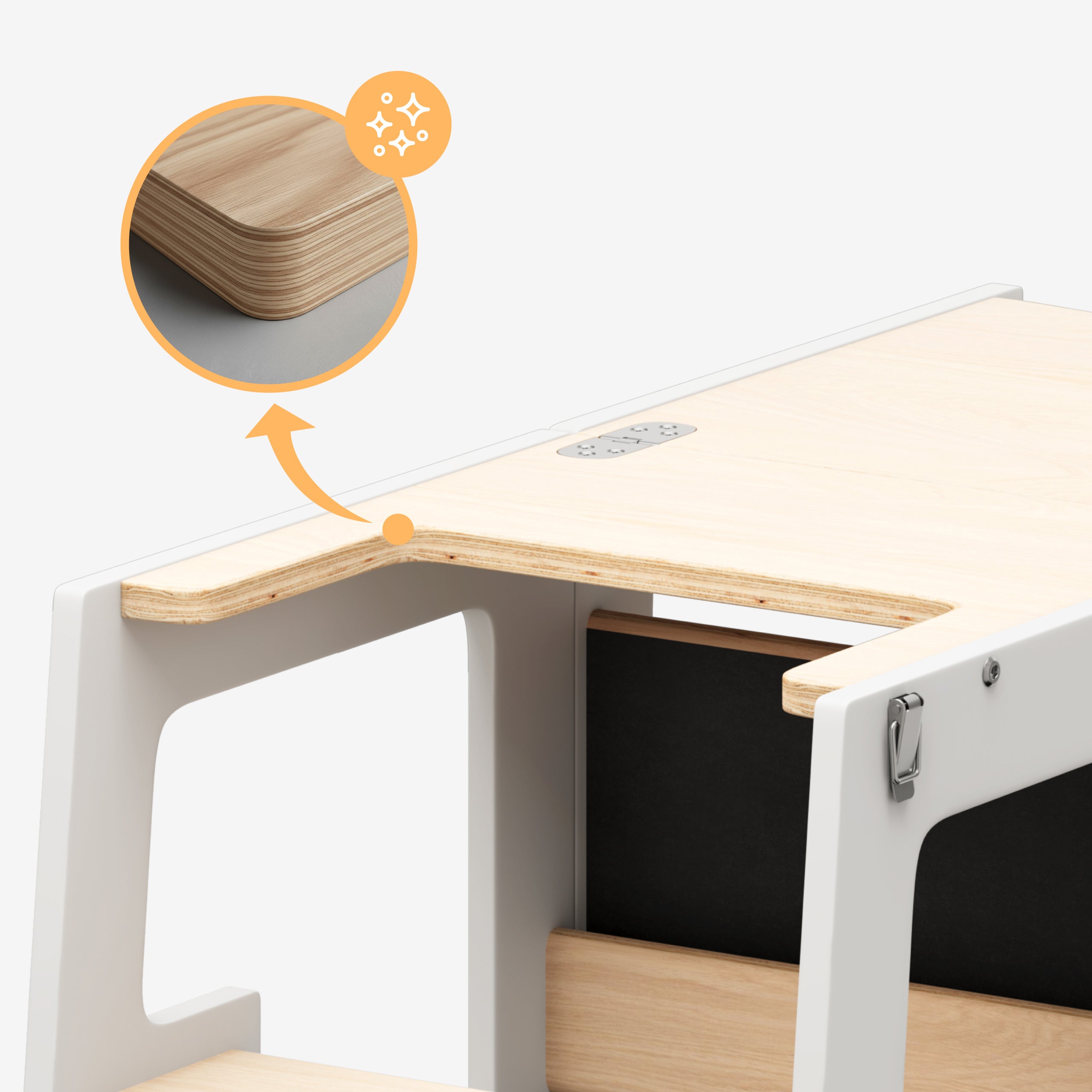 Kuchyňský pomocník pro děti 3v1 Tulano Mooby 35 White-Natural