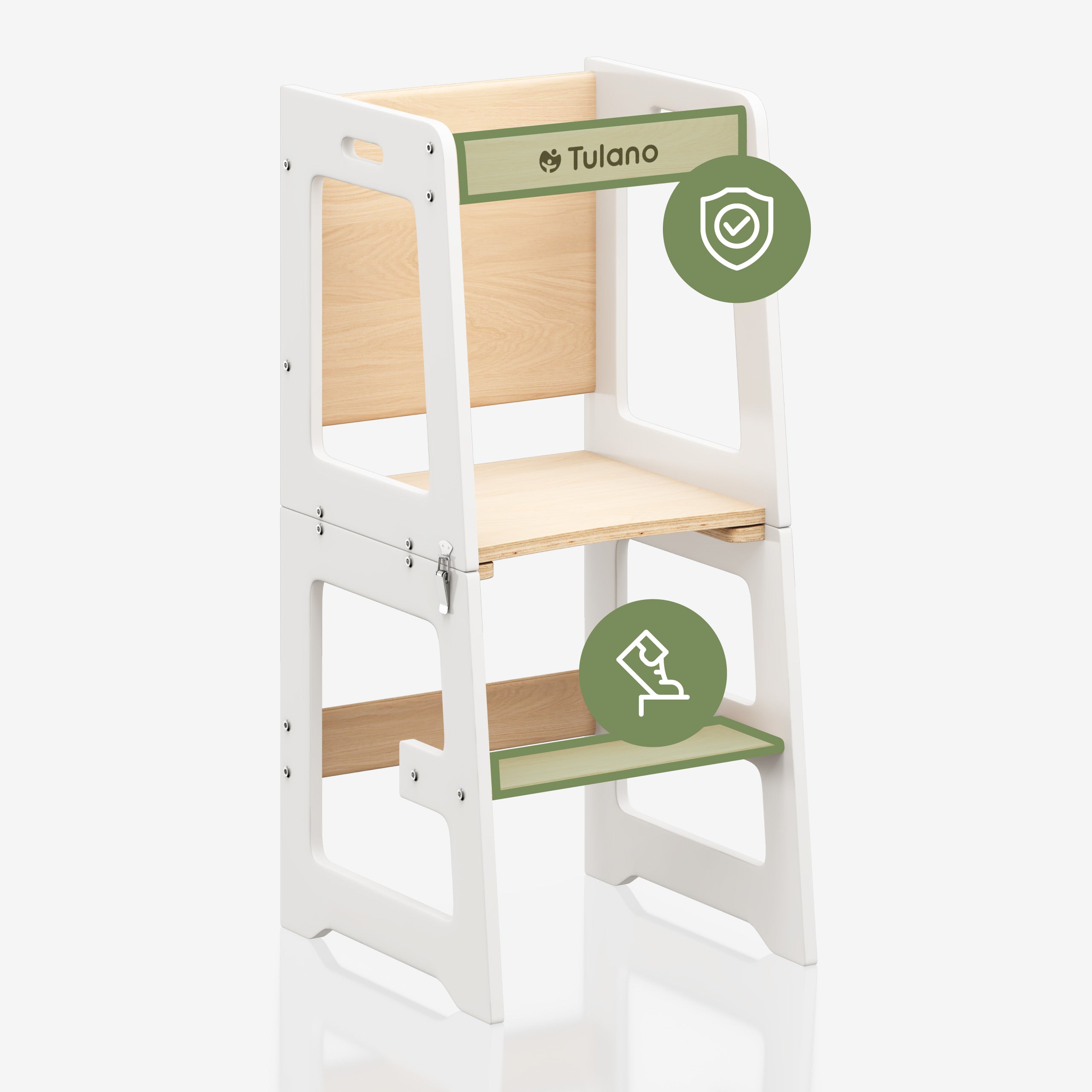 Kuchyňský pomocník pro děti 3v1 Tulano Mooby 35 White-Natural