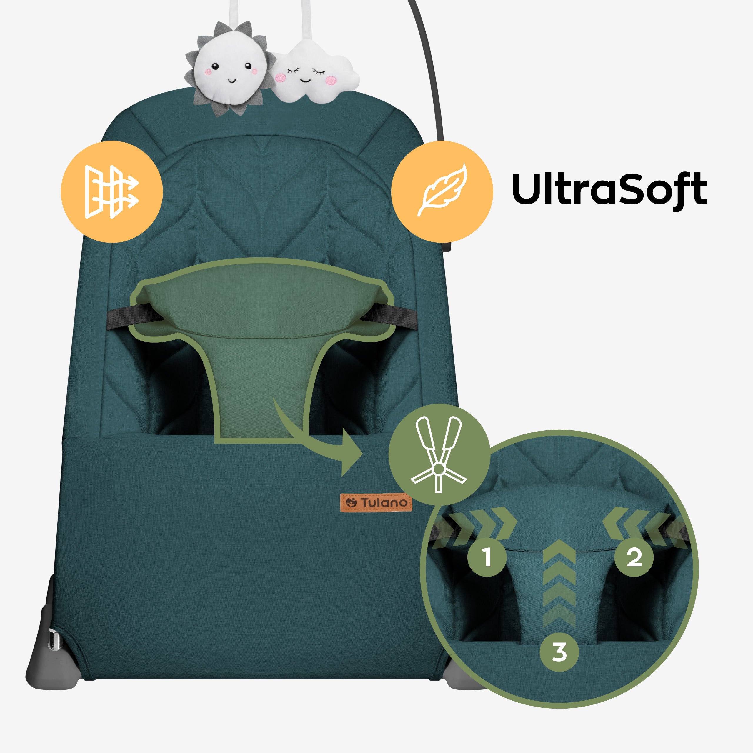 Lehátko houpátko pro dítě Moon 10 Green
