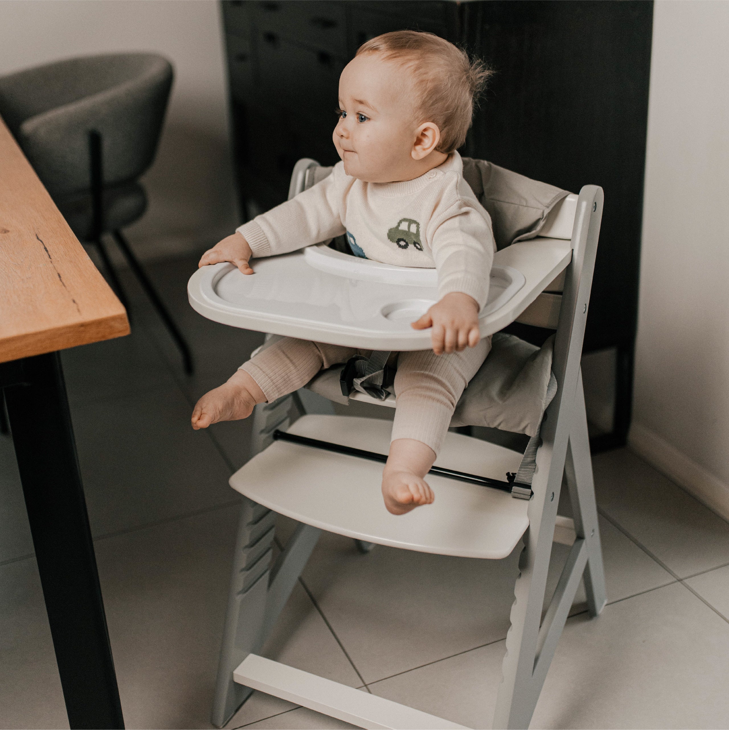 Dřevěná jídelní židle Tulano Morsel 40 Grey-White