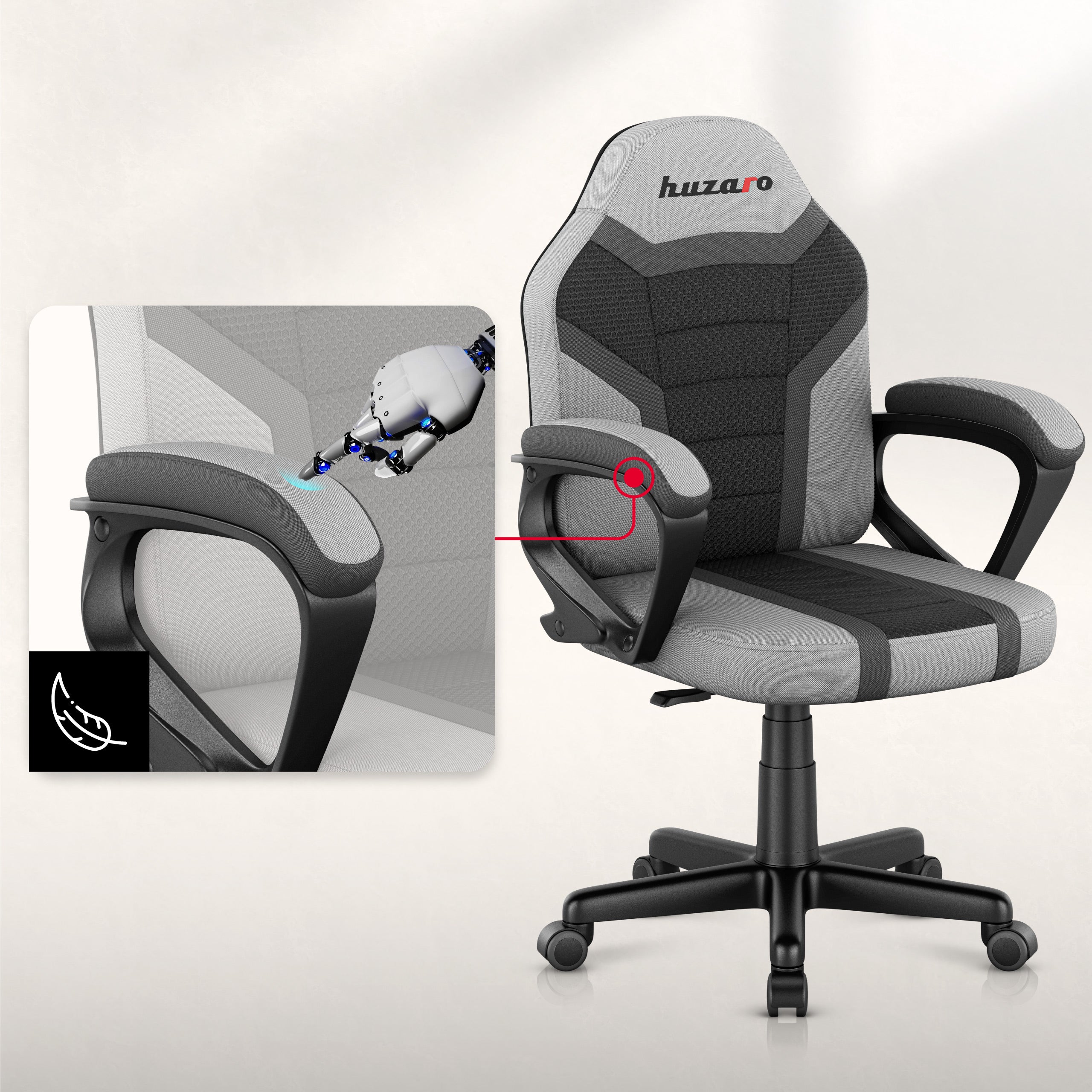 Herní židle pro děti HUZARO RANGER 1.0 Grey Mesh