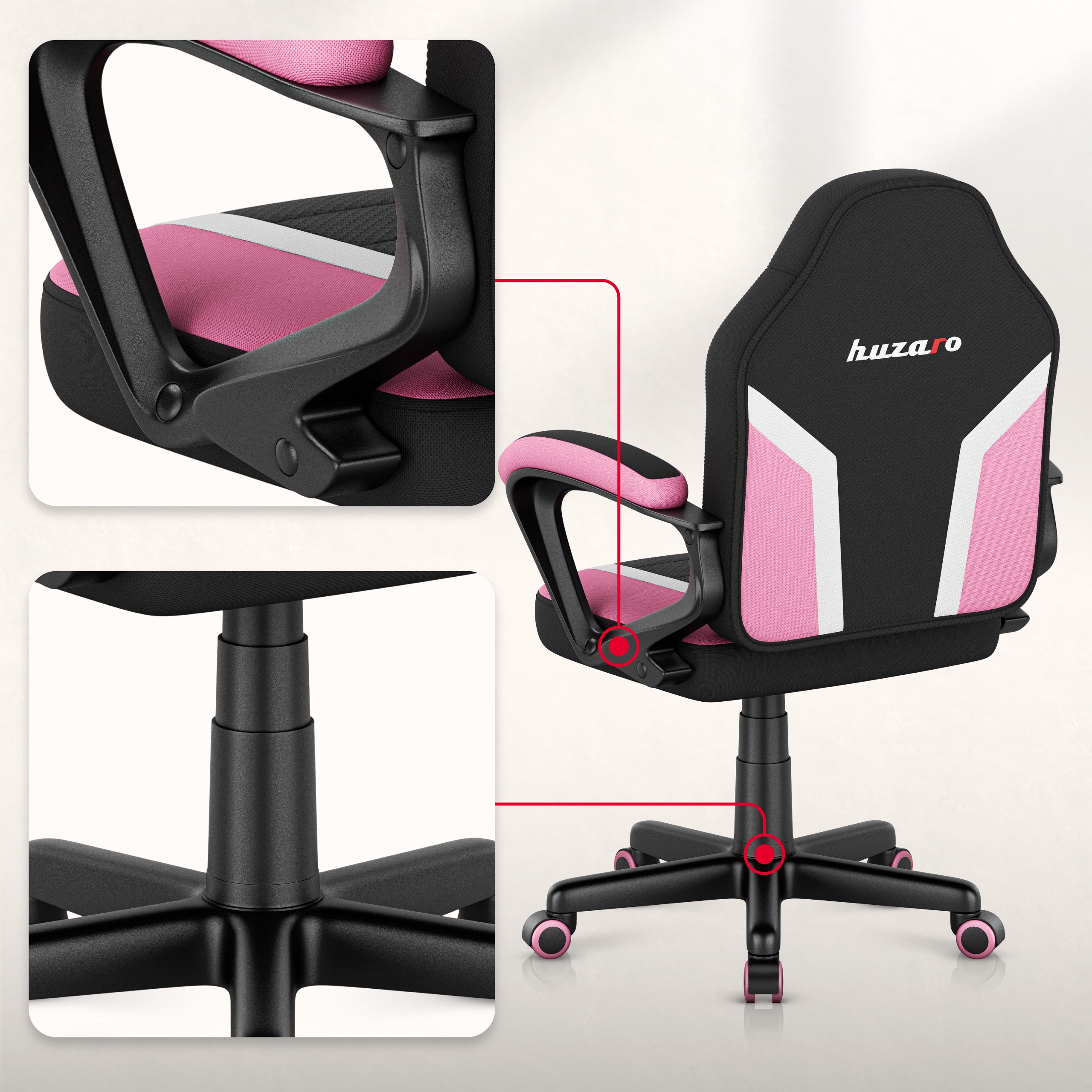 Herní židle pro děti HUZARO RANGER 1.0 Pink Mesh