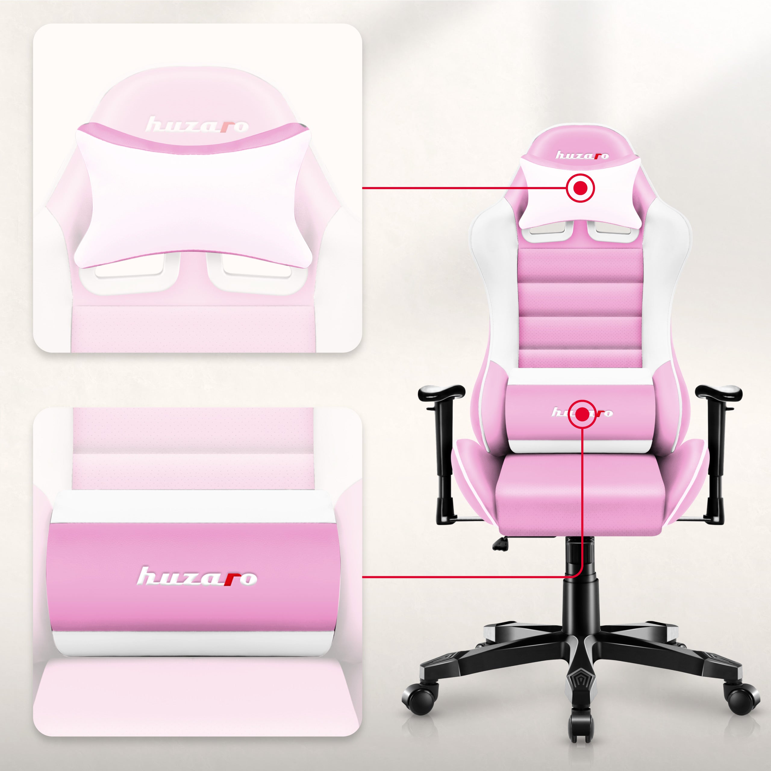 Herní židle pro děti HUZARO RANGER 6.0 růžová