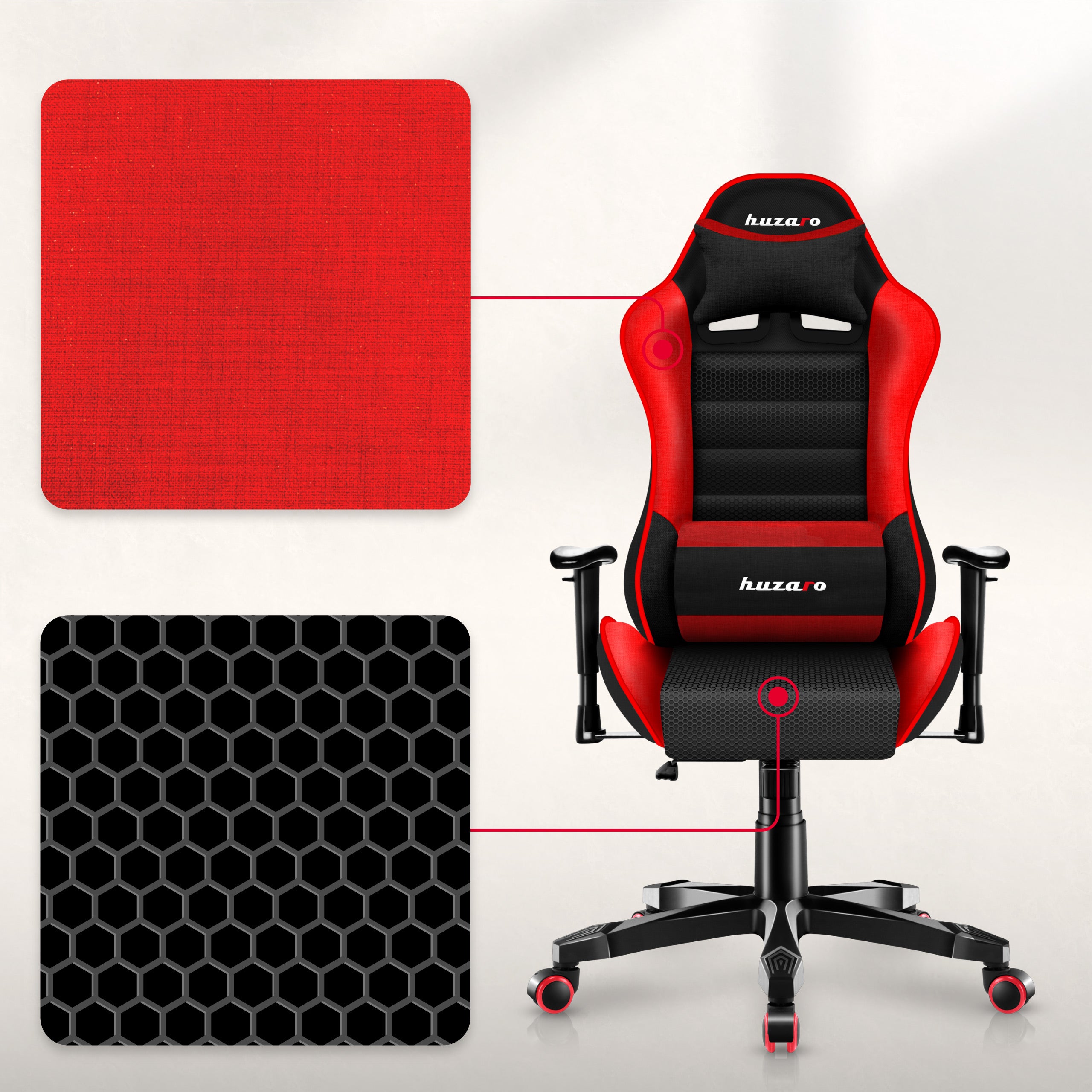 Herní křeslo pro děti HUZARO RANGER 6.0 Red Mesh