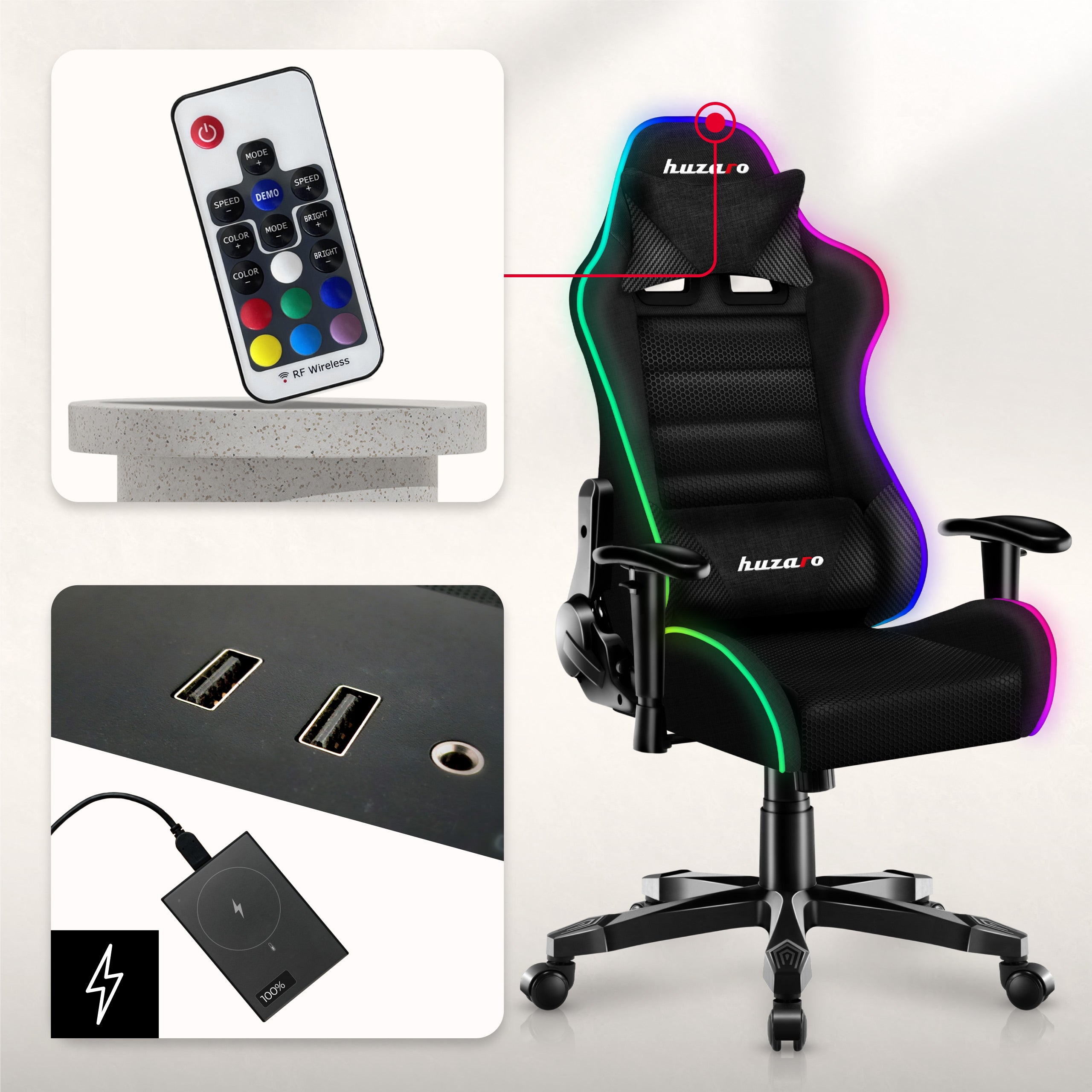 Herní křeslo pro děti HUZARO RANGER 6.0 RGB Mesh