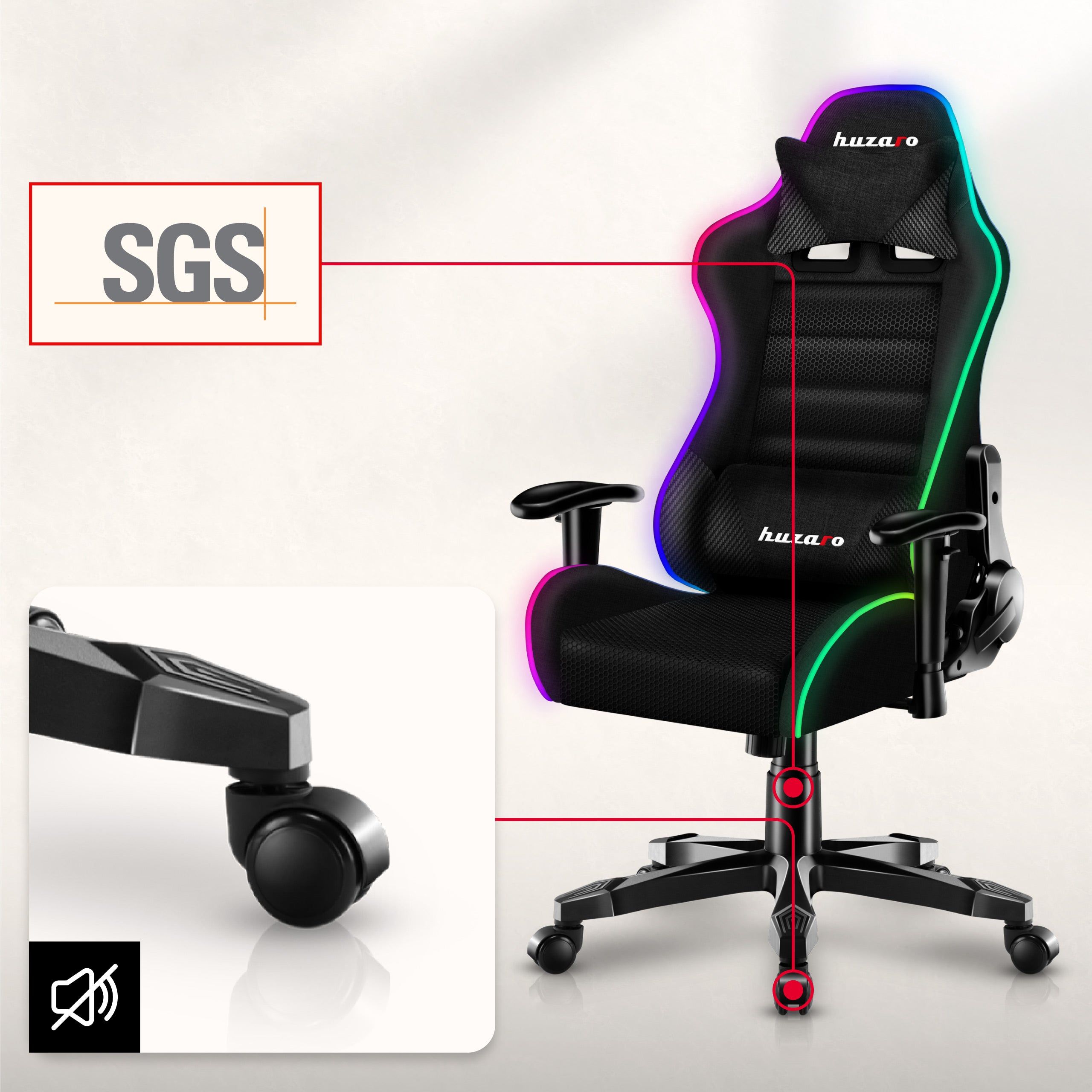 Herní křeslo pro děti HUZARO RANGER 6.0 RGB Mesh
