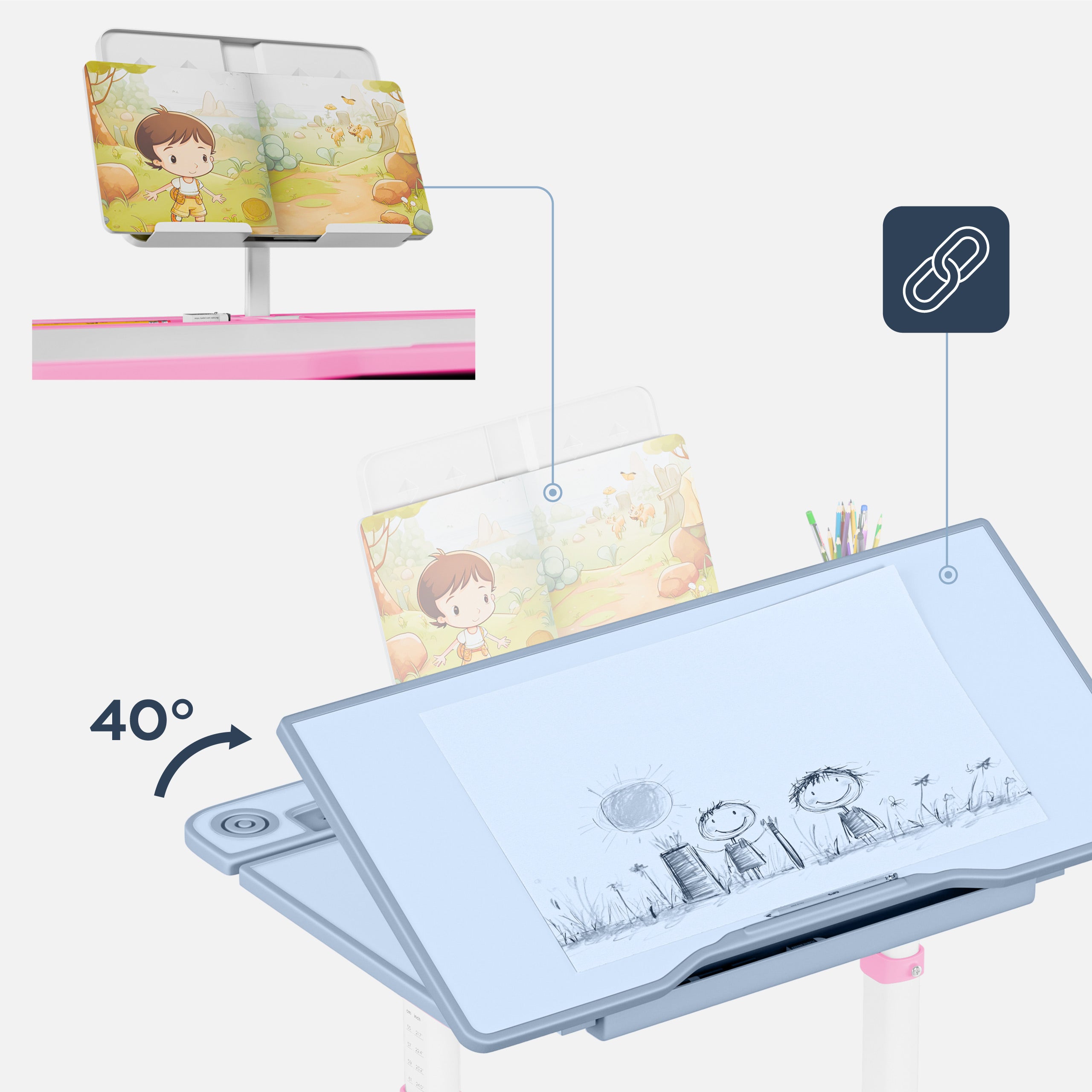 Ergonomický dětský stůl Mark Adler Study 3.0 Pink 66 cm