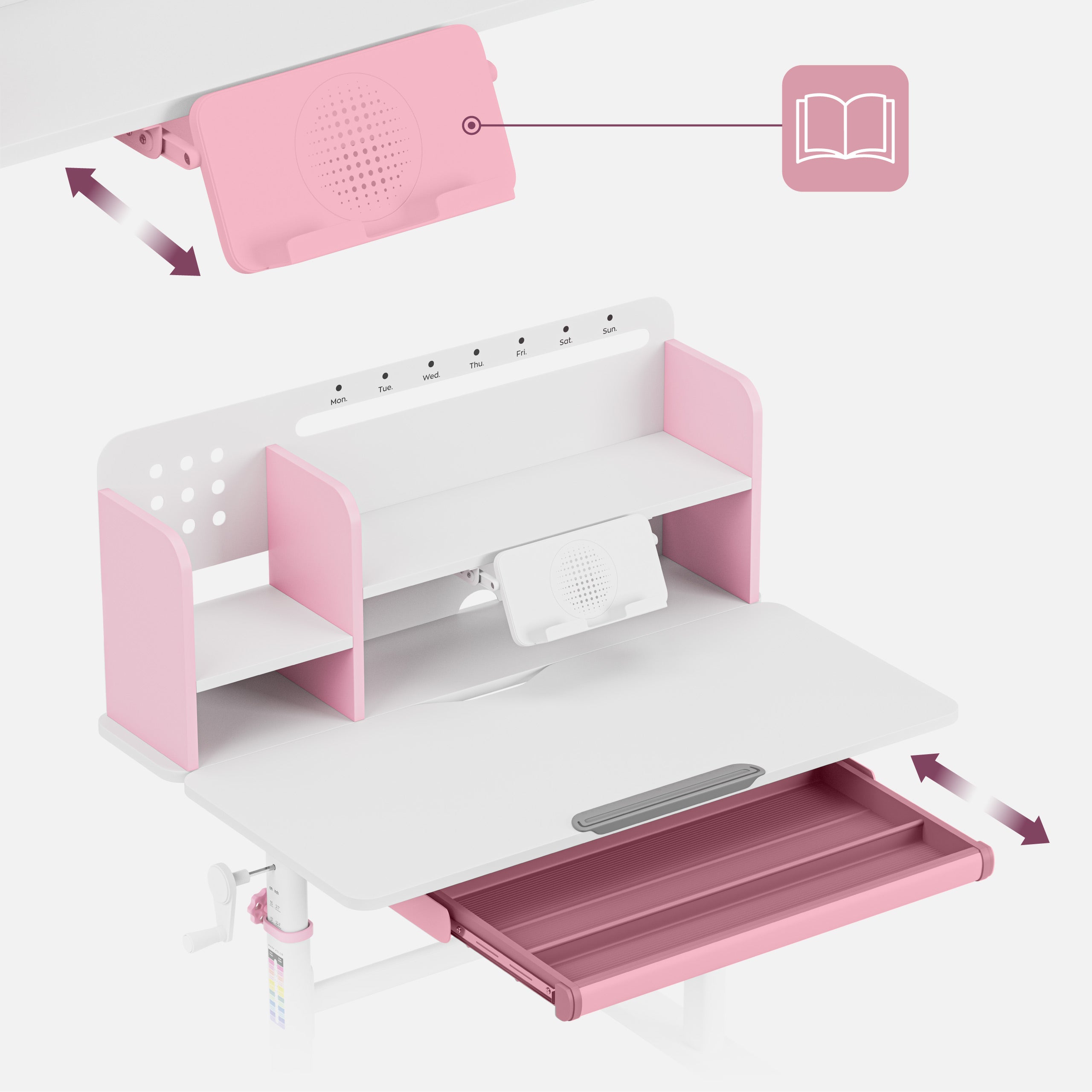 Ergonomický dětský psací stůl Mark Adler Study 5.0 Pink 90 cm