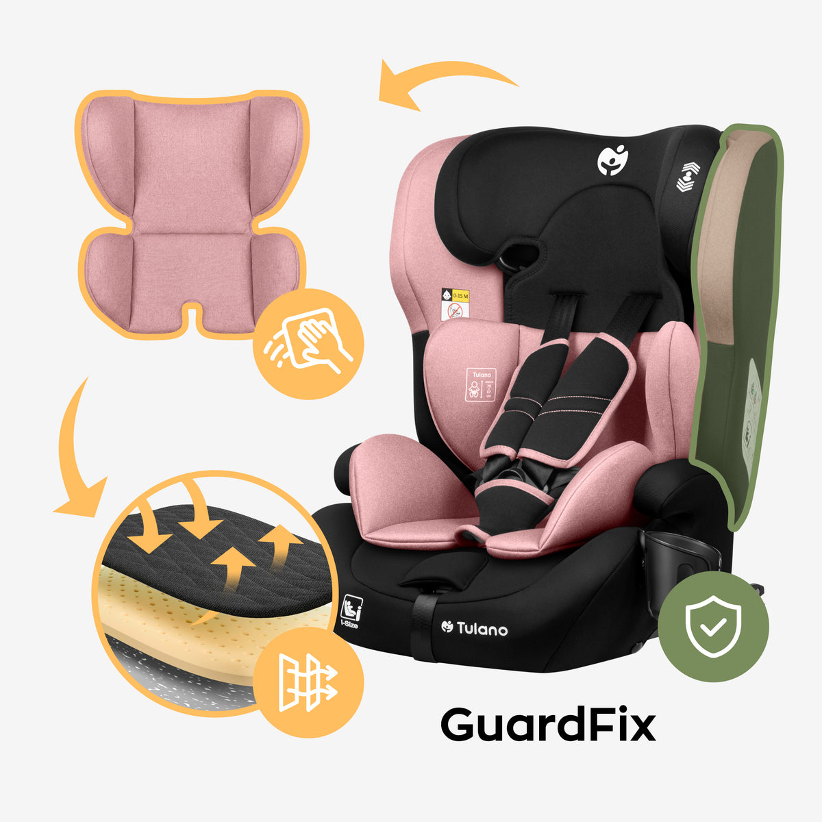 Dětská autosedačka Tulano 76-150 cm Zooma 45 Pink I-Size